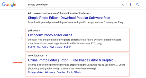 Pixlr and Fotor SEO Example