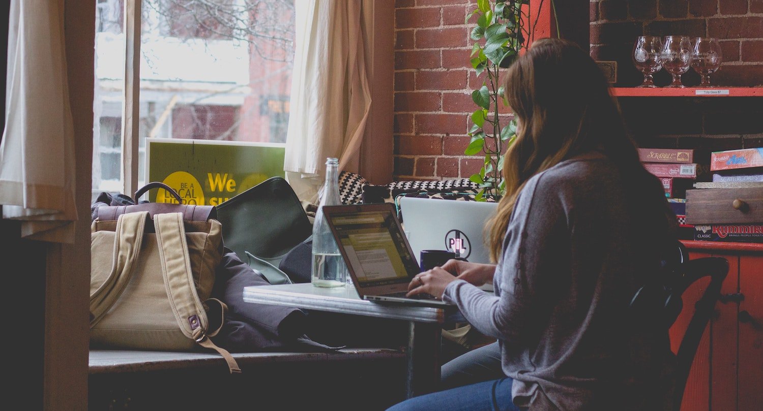 woman searching on laptop