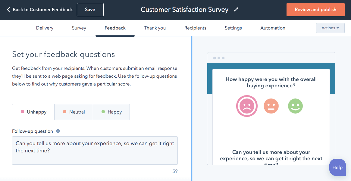 HubSpot customer surveys