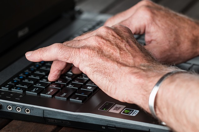 Older person searching online